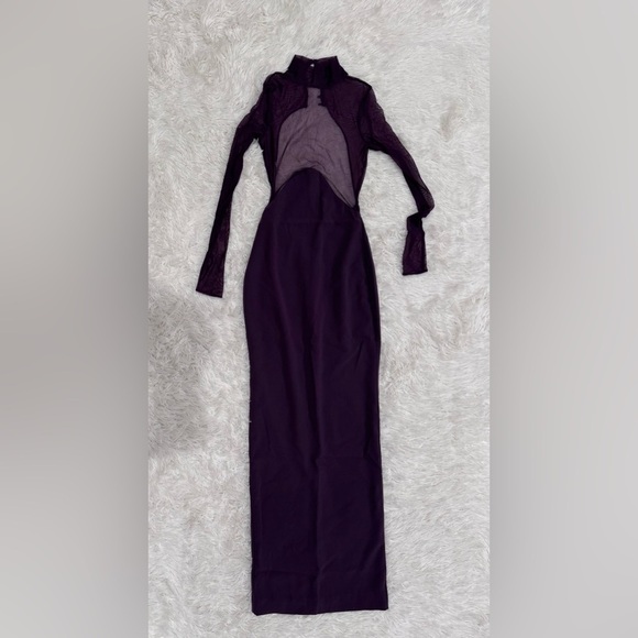 NWOT House of CB 'Safiya' Long Sleeve Cocktail maxi gown sz XS - Picture 4 of 8